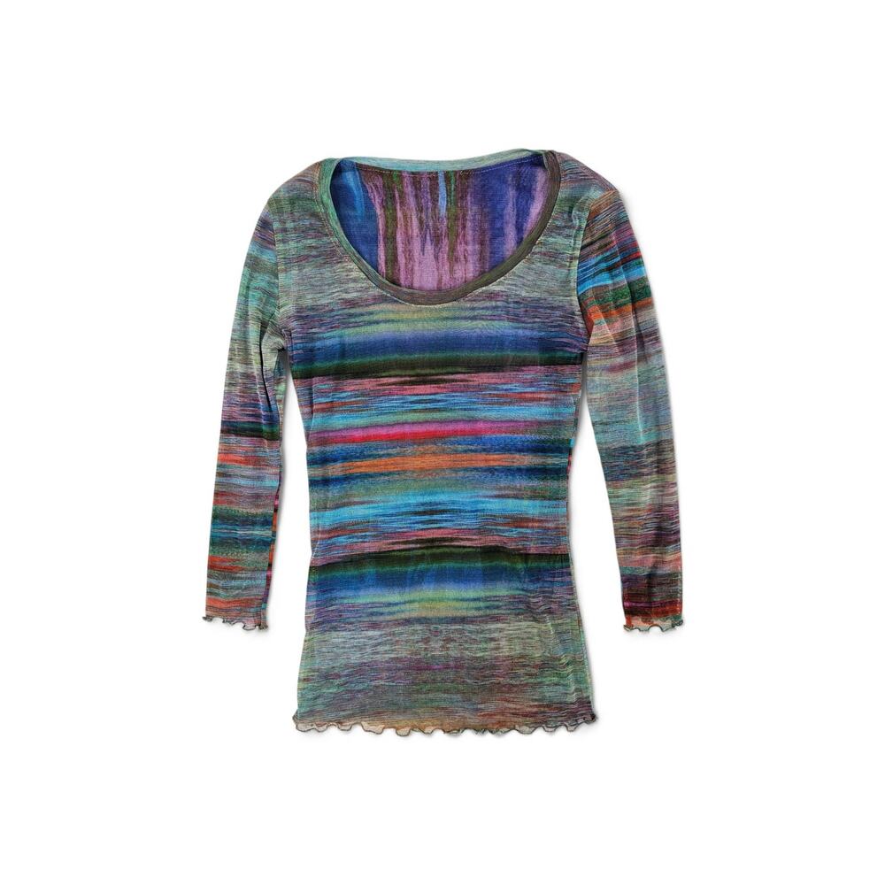Y2k Euro Mesh 3/4 Sleeve Top Double Layered - XS